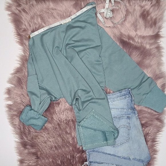 Mineral Blue Loose Fall Sweater - Picture 3 of 4